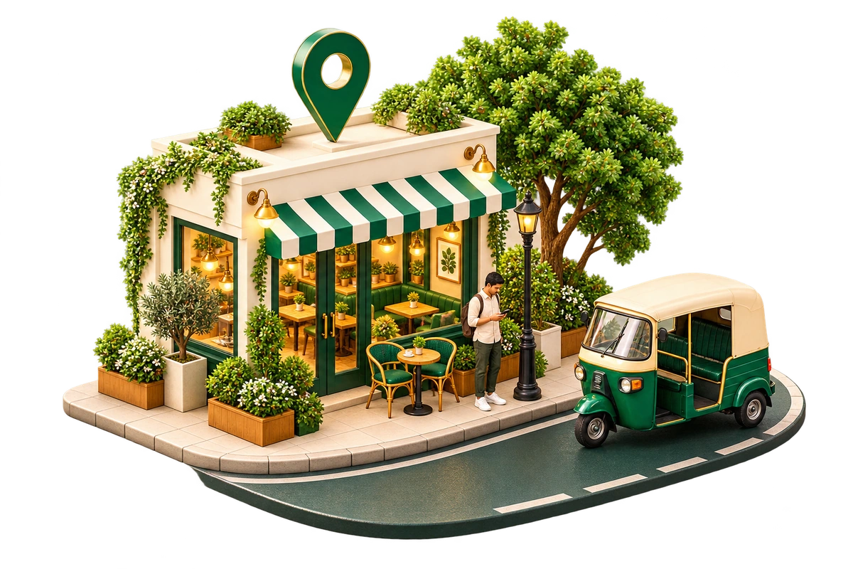 Neighbourhood café connected to an auto-rickshaw ride